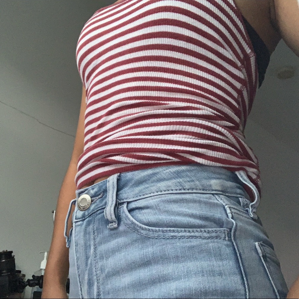 Red and white striped hollister tank top
